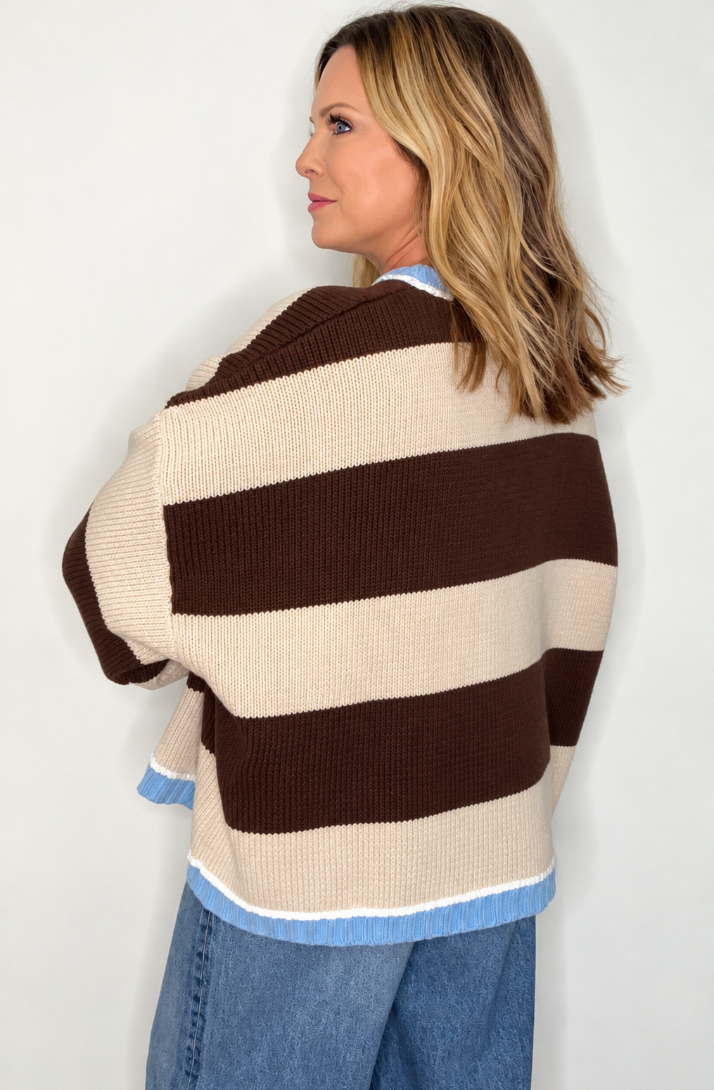 Mocha Coast Sweater-Brown/Cream