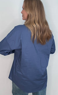 The Harbor Cotton Button Down-Blue