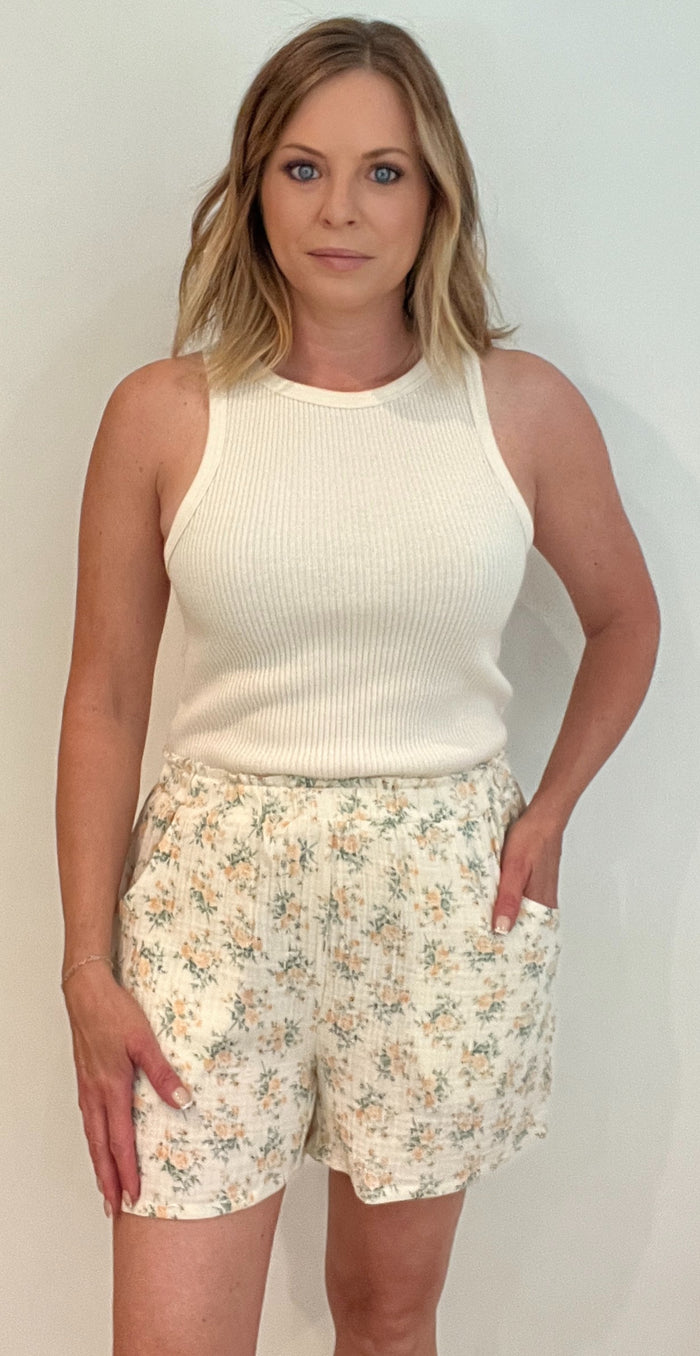 Dainty Floral Cotton Shorts-Final Sale