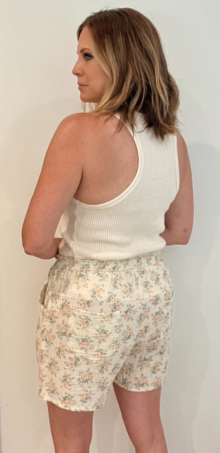 Dainty Floral Cotton Shorts-Final Sale