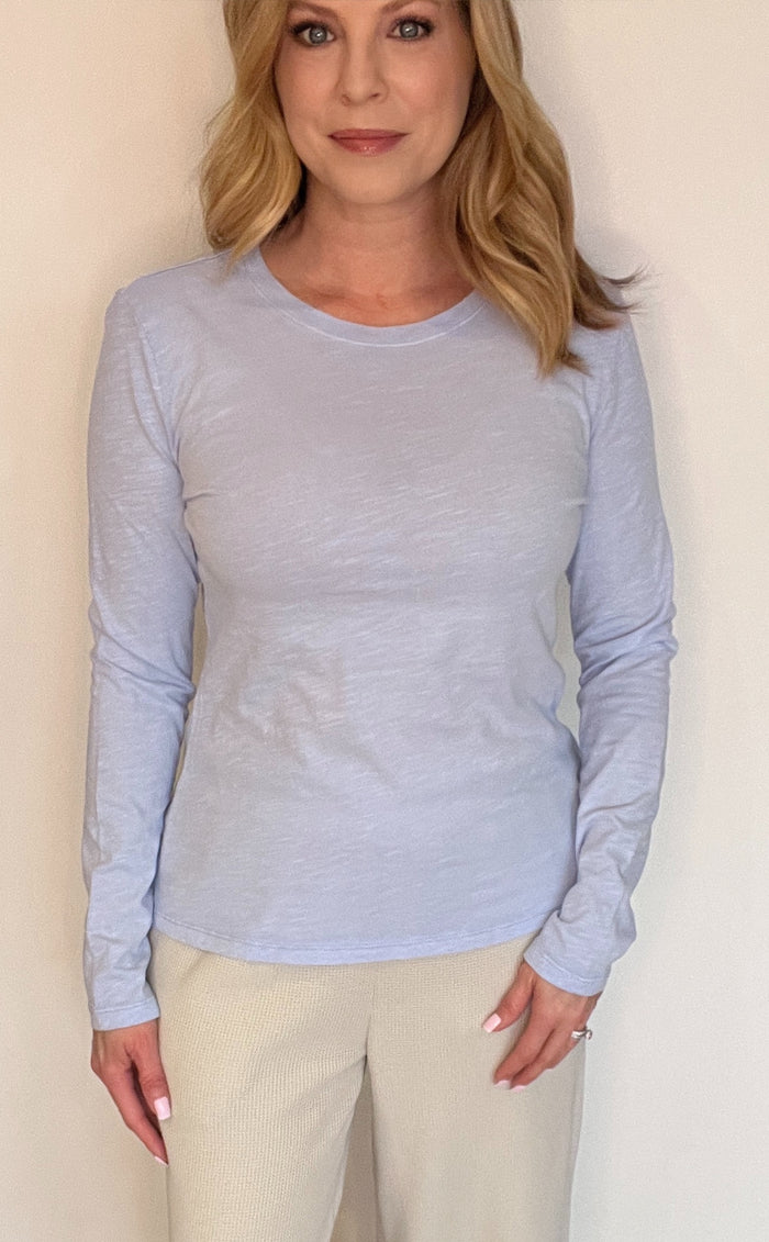 Basic Cotton Long Sleeve Tee-Blue
