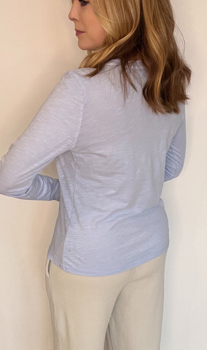 Basic Cotton Long Sleeve Tee-Blue
