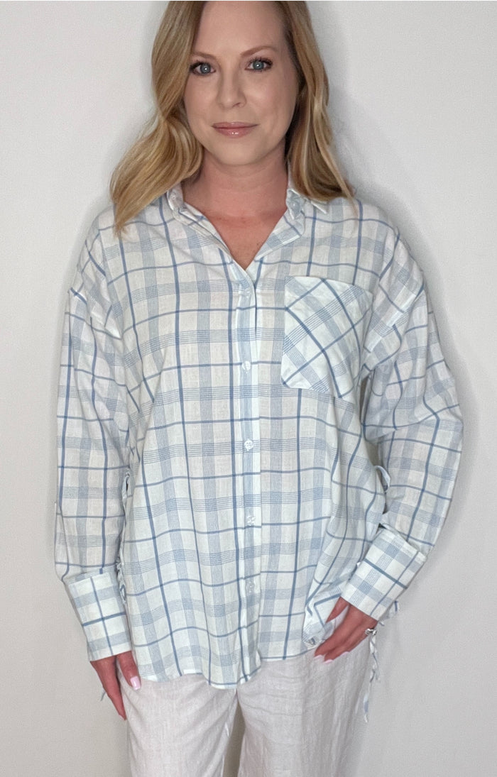 Seaside Check Button Down-Blue/White-Final Sale