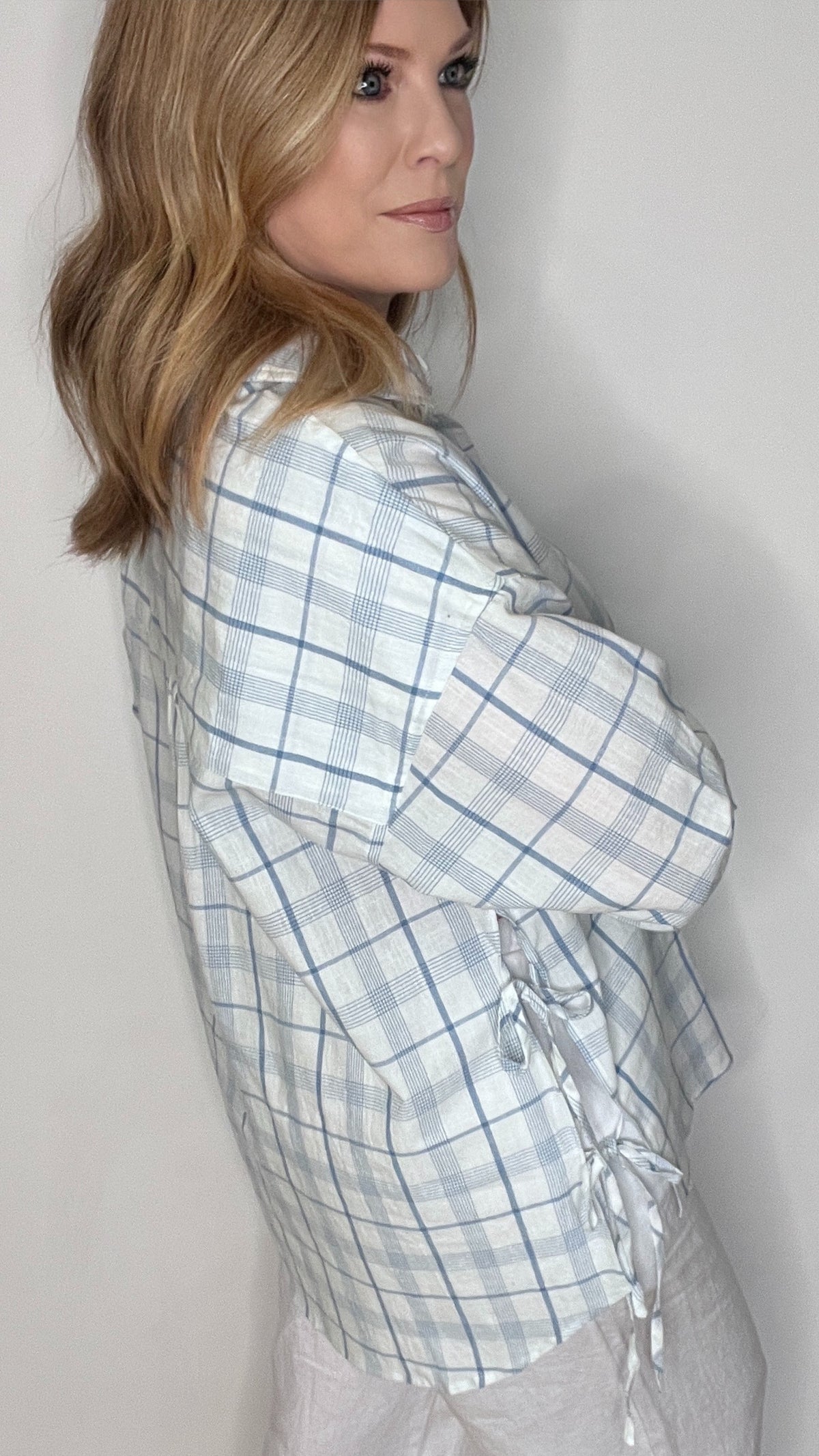 Seaside Check Button Down-Blue/White-Final Sale