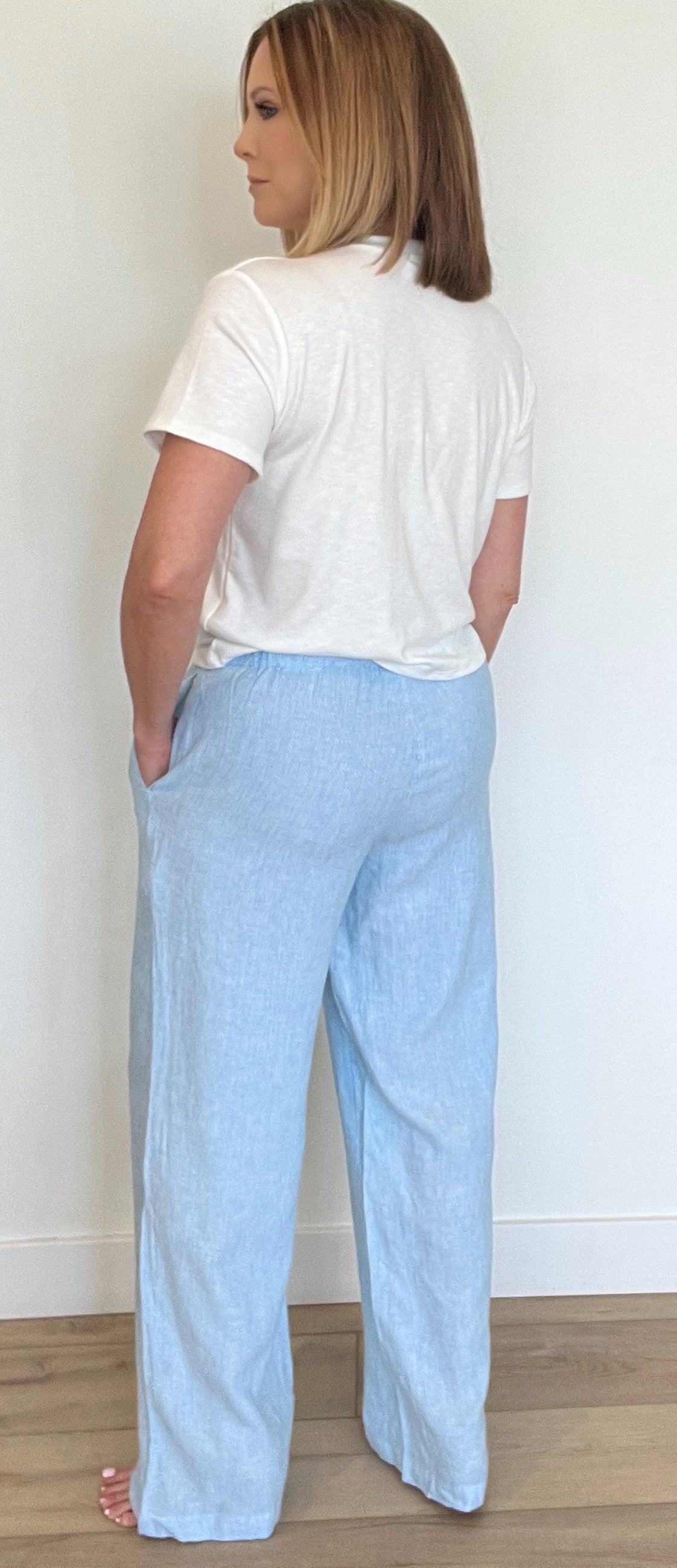 Seabreeze Pants-Blue Microstripe