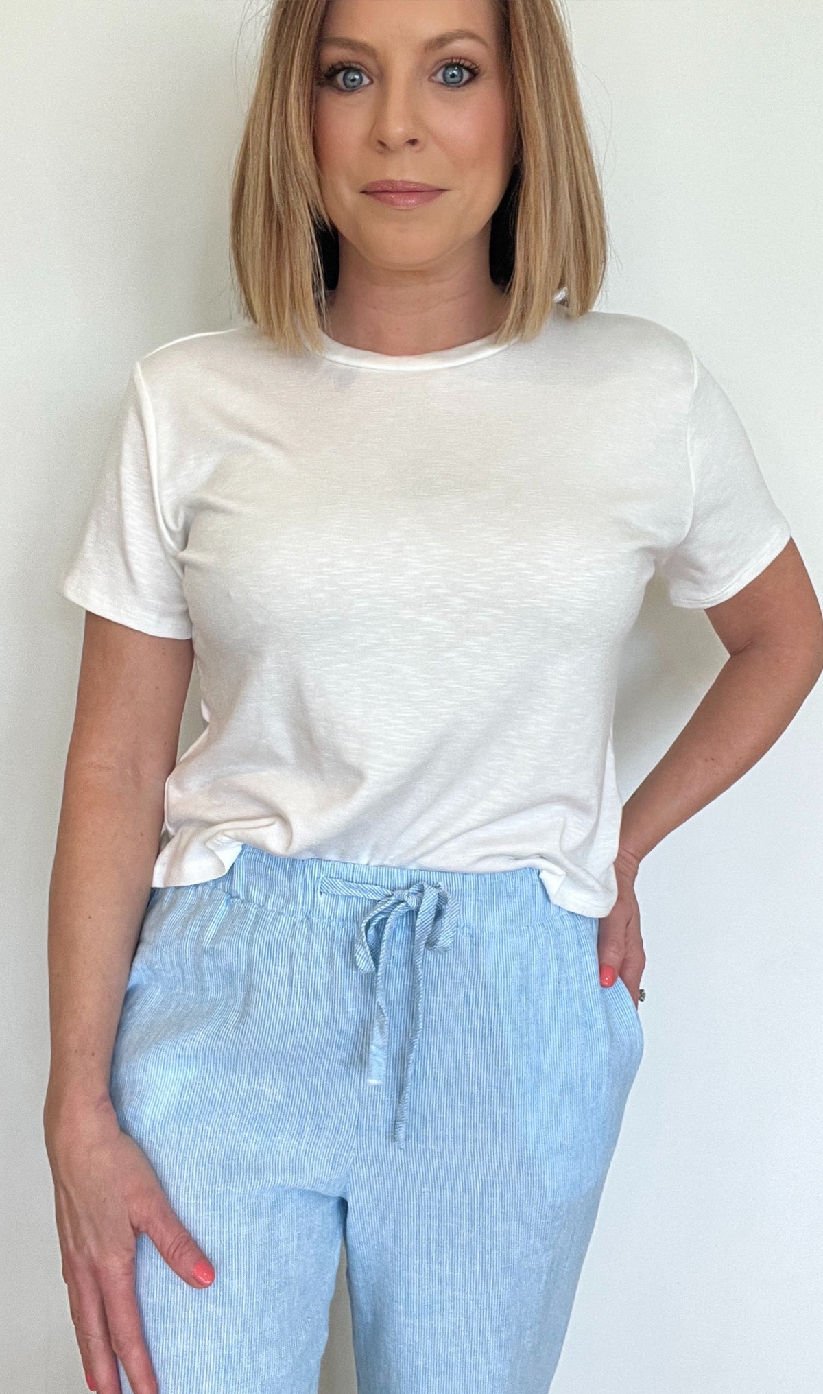 Seabreeze Pants-Blue Microstripe