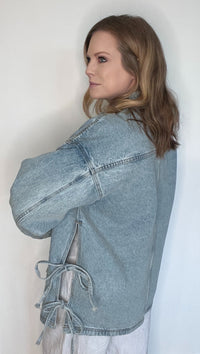 Westport Side Tie Denim Jacket-Light Wash