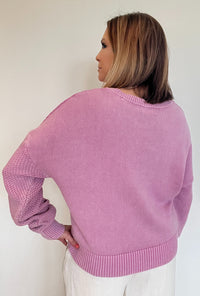 April Showers Cable Knit Sweater-Lavender