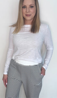 Nautical Stripe Sweatpants-Navy/White
