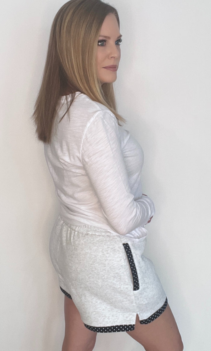 Polka Sweatshorts-Grey/Navy