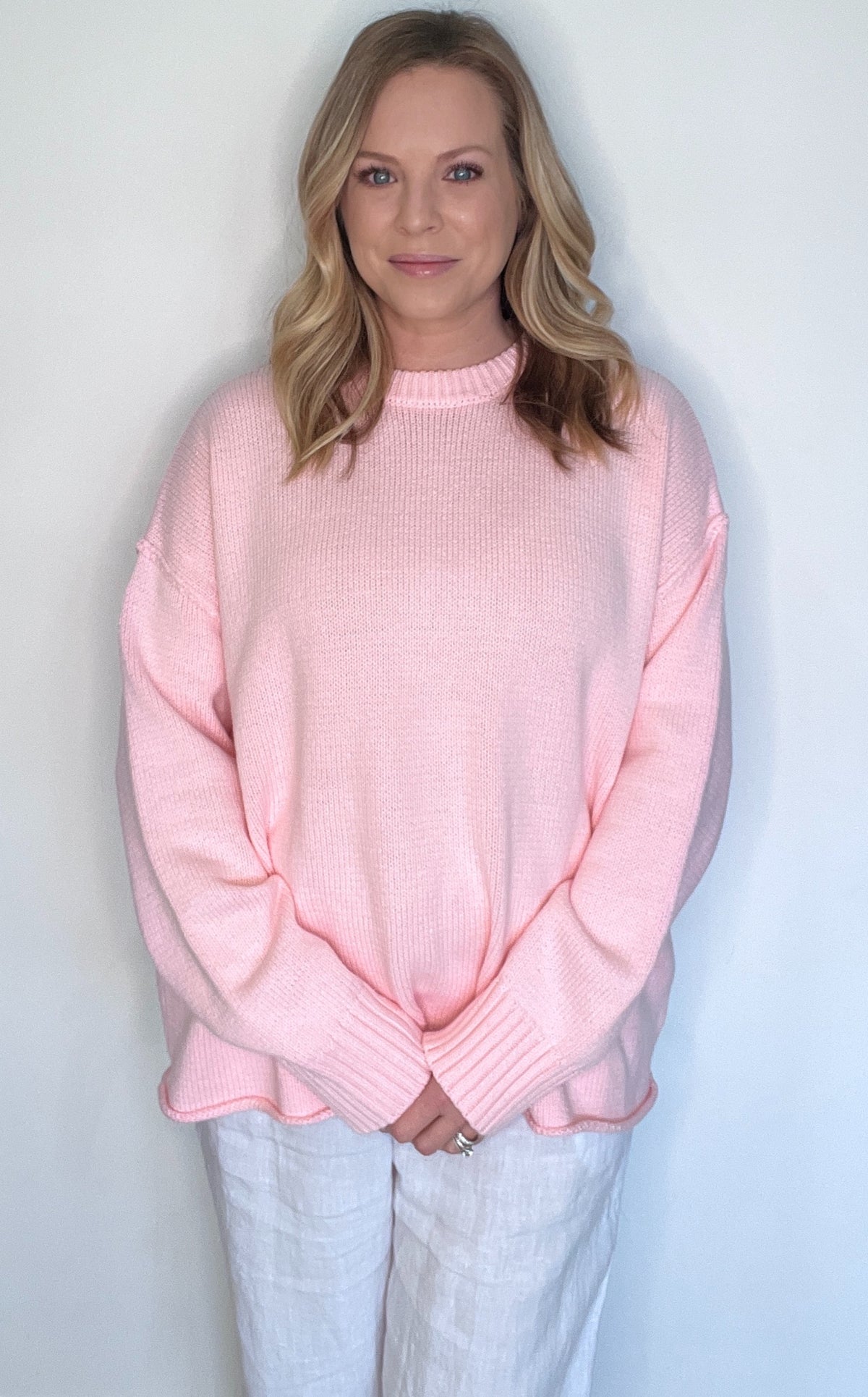 Boyfriend Oversized Sweater-Pink