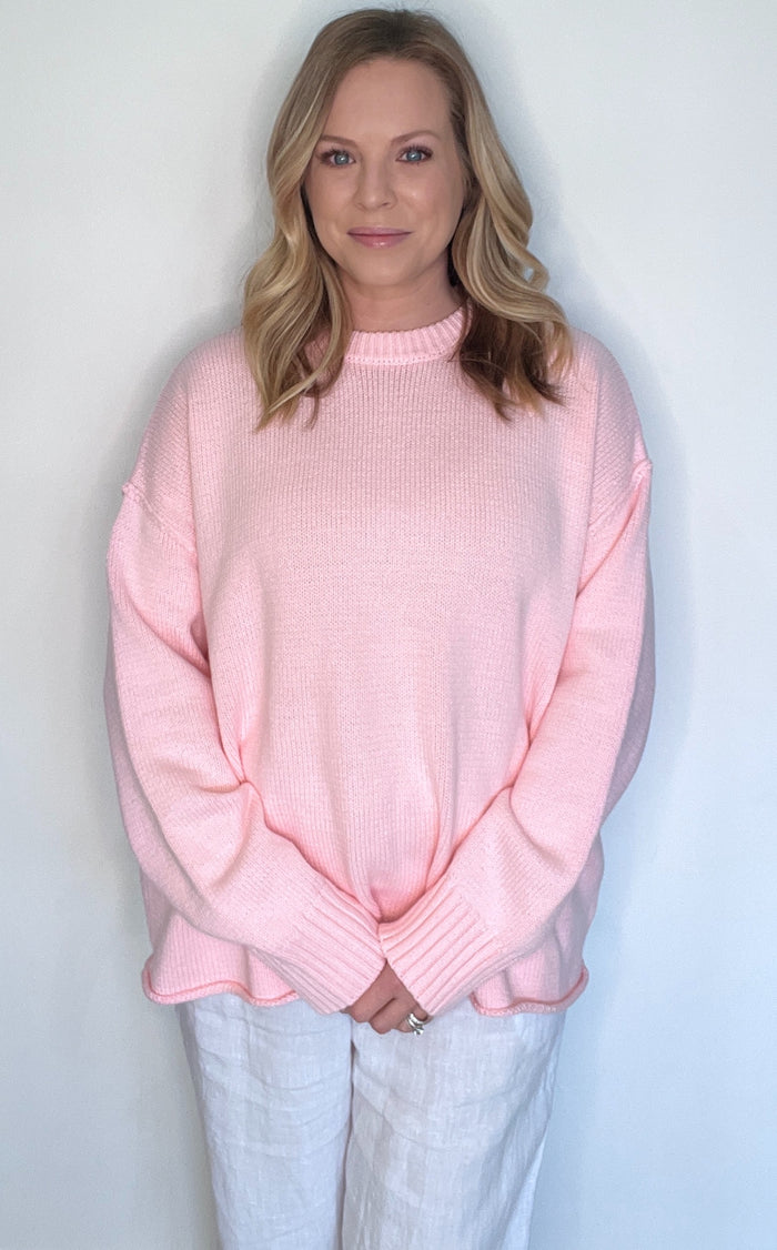 Boyfriend Oversized Sweater-Pink