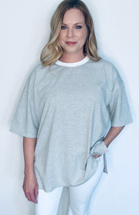 Stacy Oversized Tee-Grey/White-Final Sale