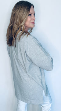 Stacy Oversized Tee-Grey/White-Final Sale