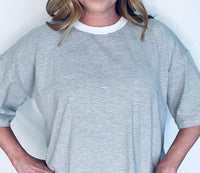 Stacy Oversized Tee-Grey/White-Final Sale