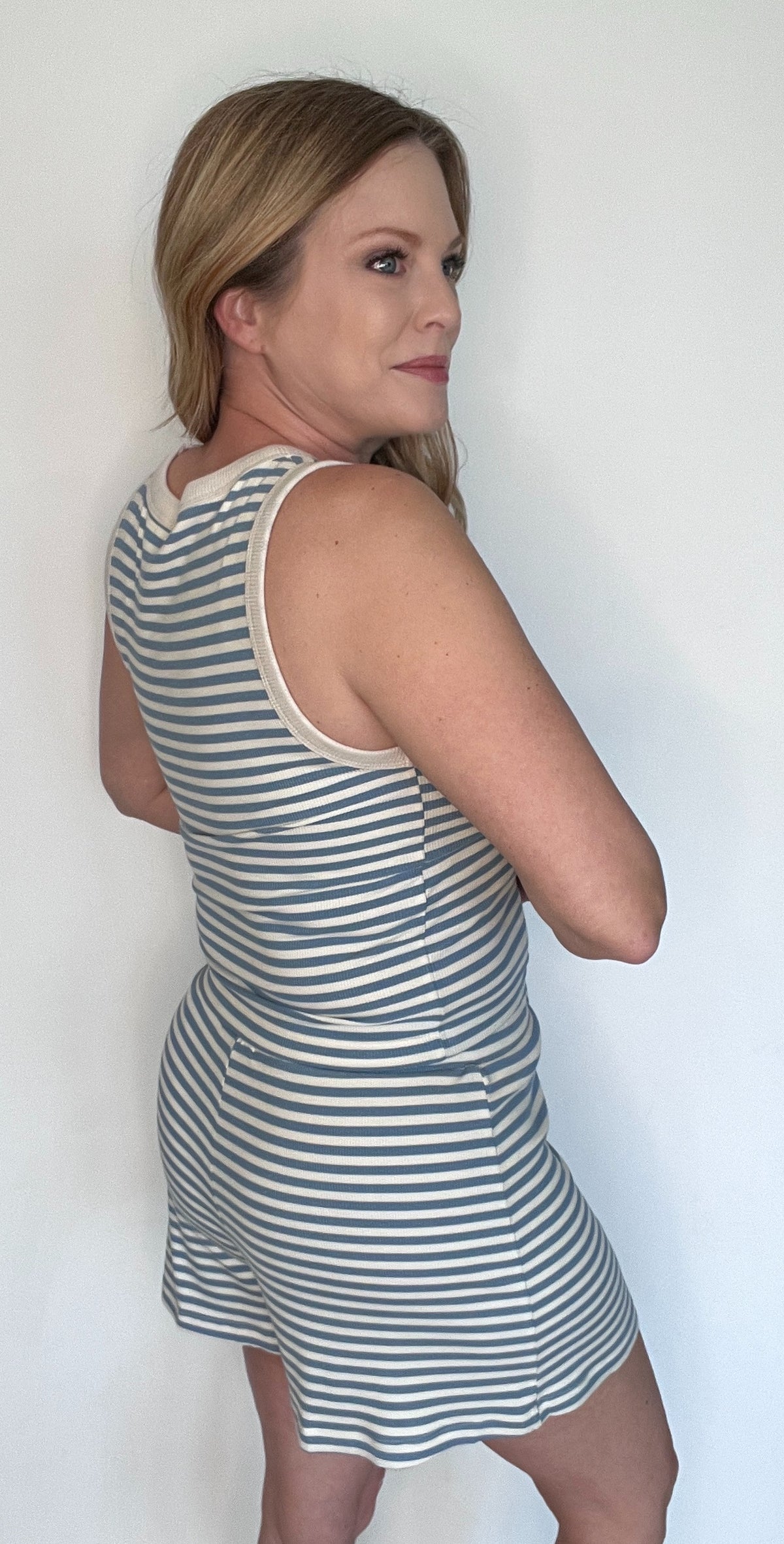 Lexi Shorts Set-Ivory/Blue