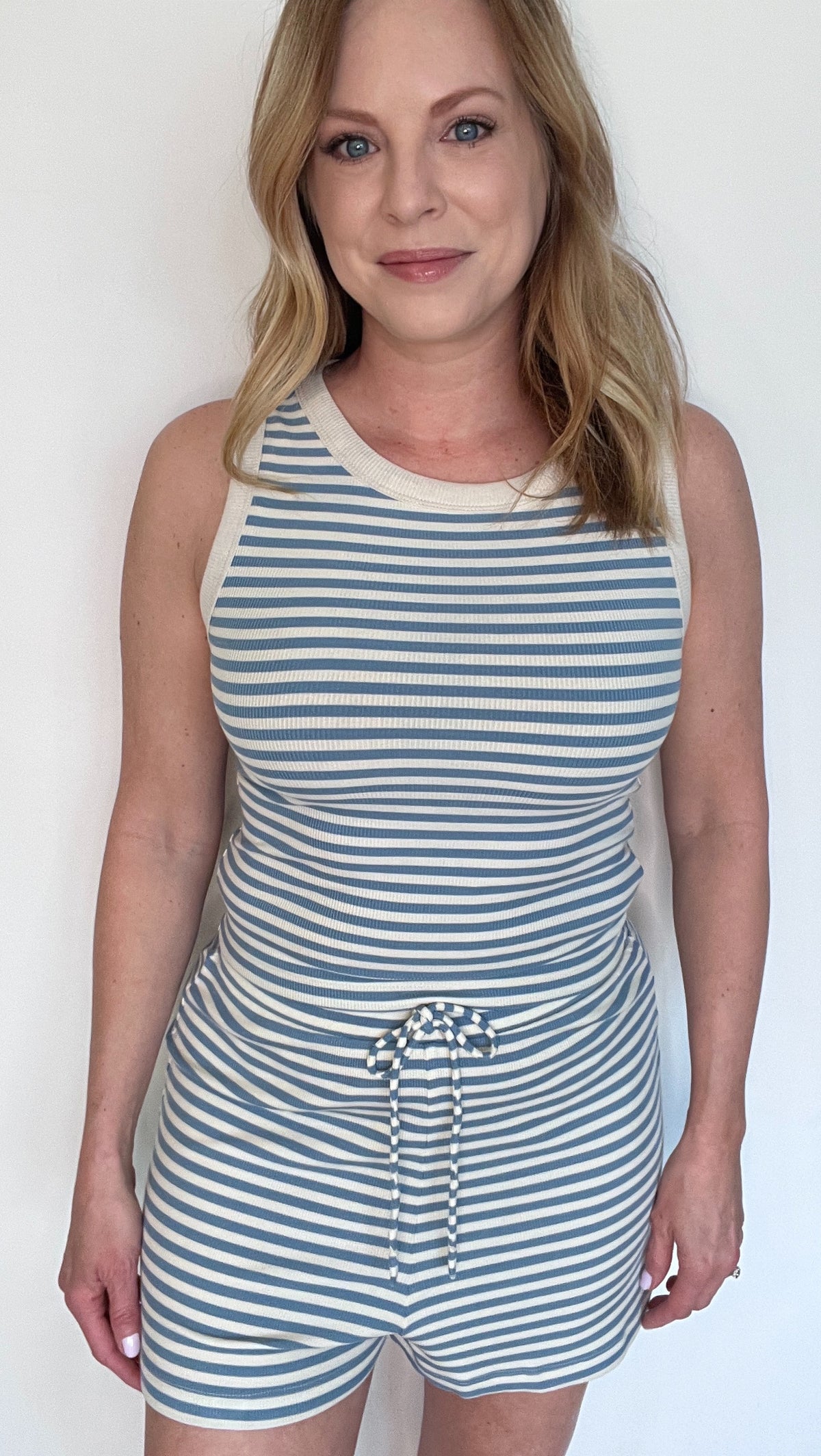 Lexi Shorts Set-Ivory/Blue
