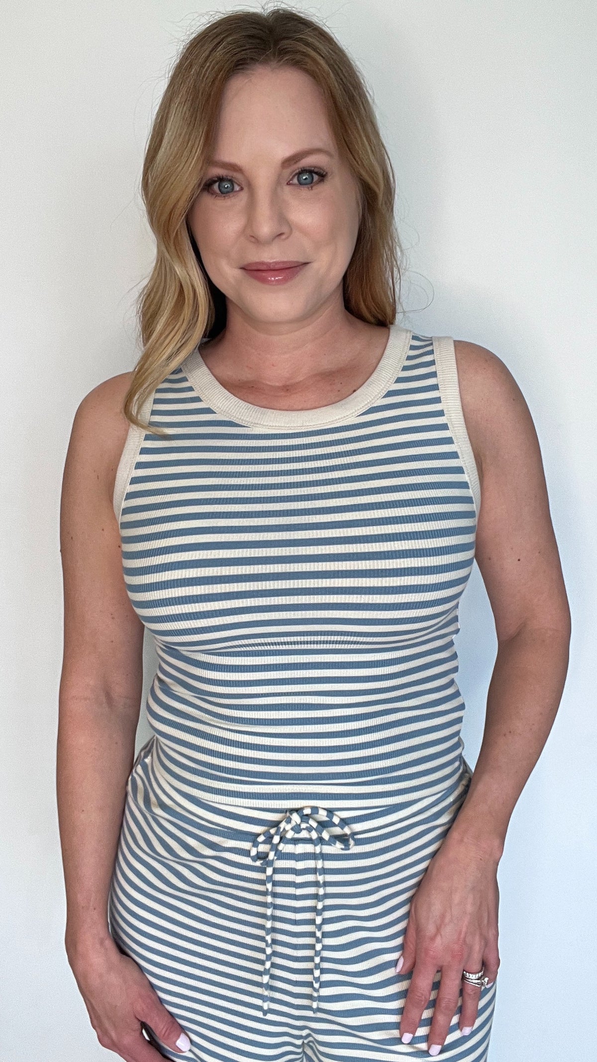 Lexi Shorts Set-Ivory/Blue