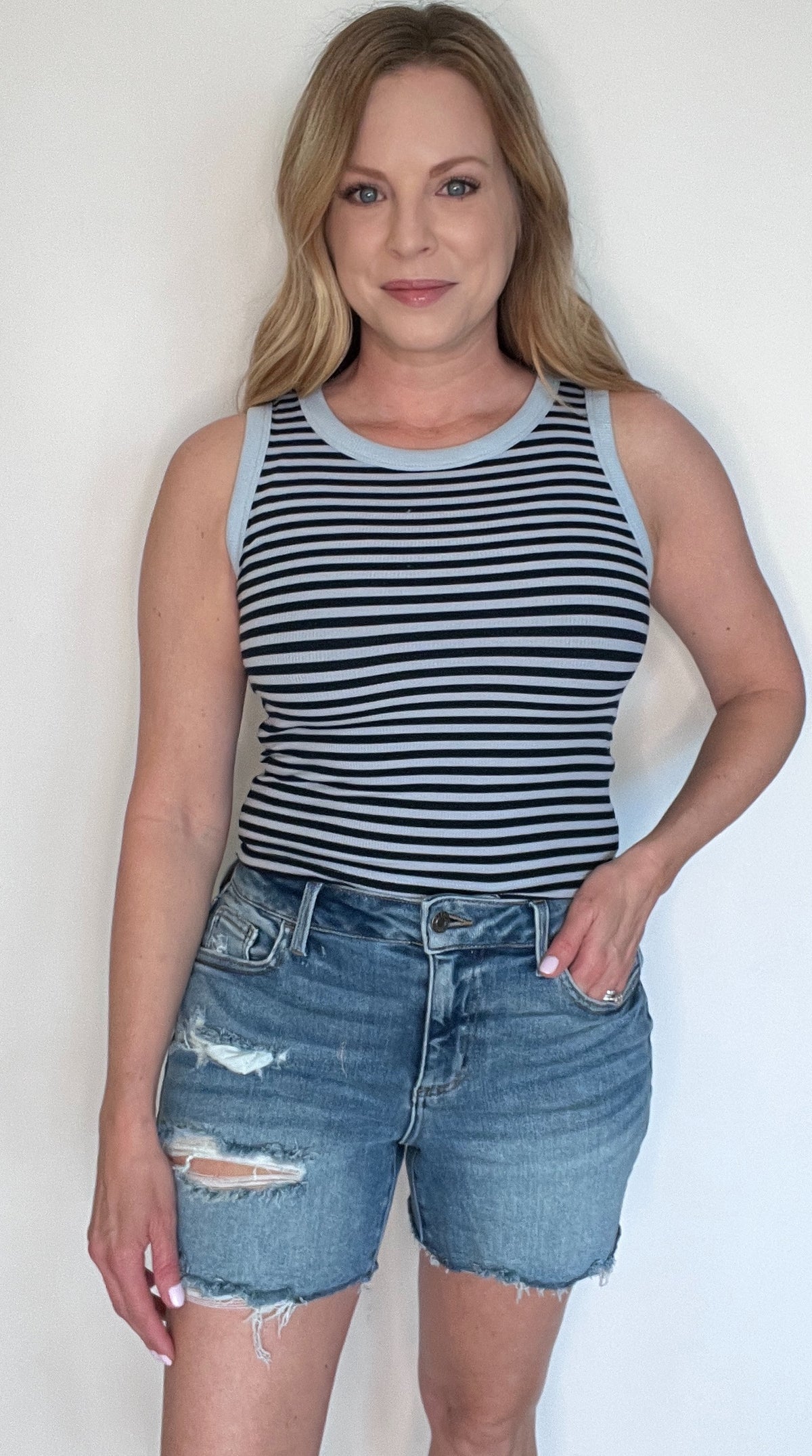 Boyfriend Denim Shorts-Medium Wash