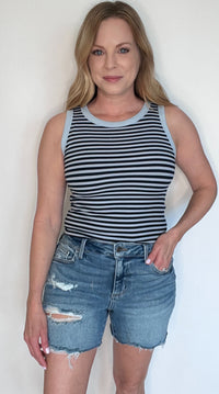 Boyfriend Denim Shorts-Medium Wash