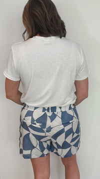 Geo Shorts-Blue/Cream-Final Sale