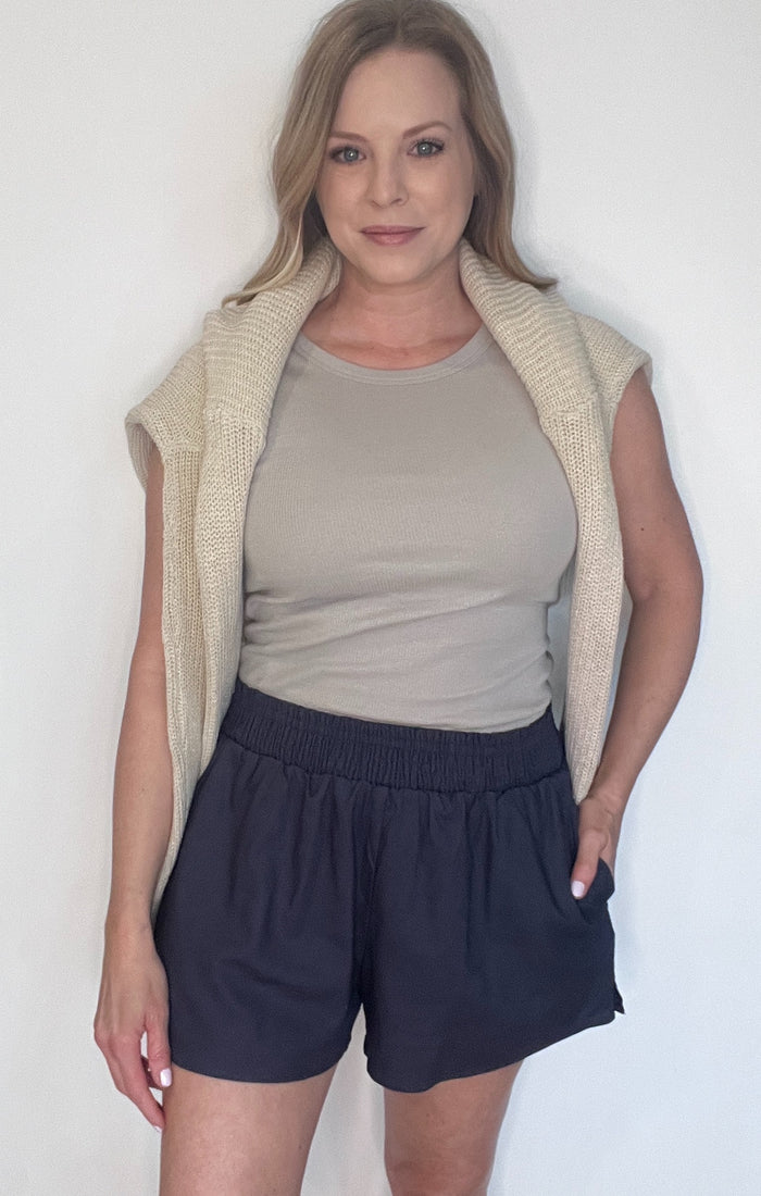 Riviera Linen Shorts-Navy