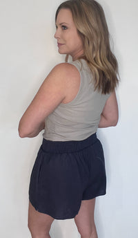 Riviera Linen Shorts-Navy