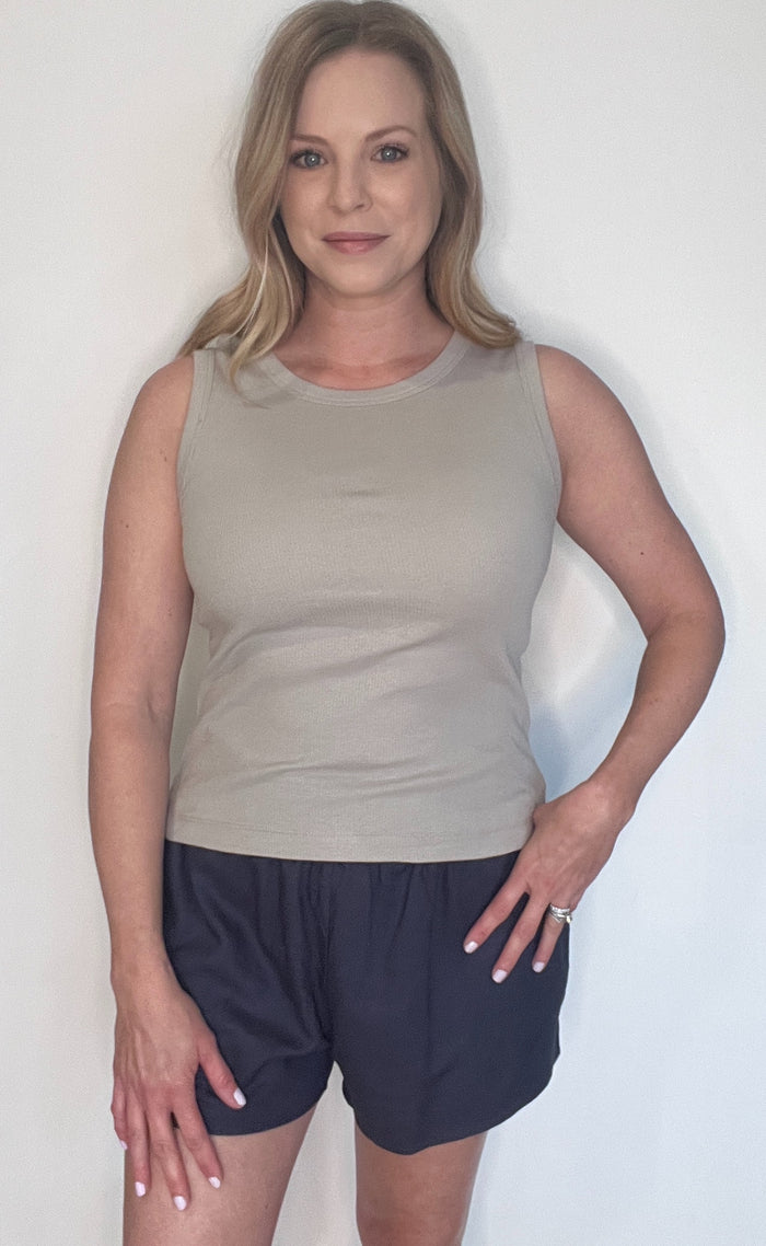 Avina Cotton Tank-Taupe