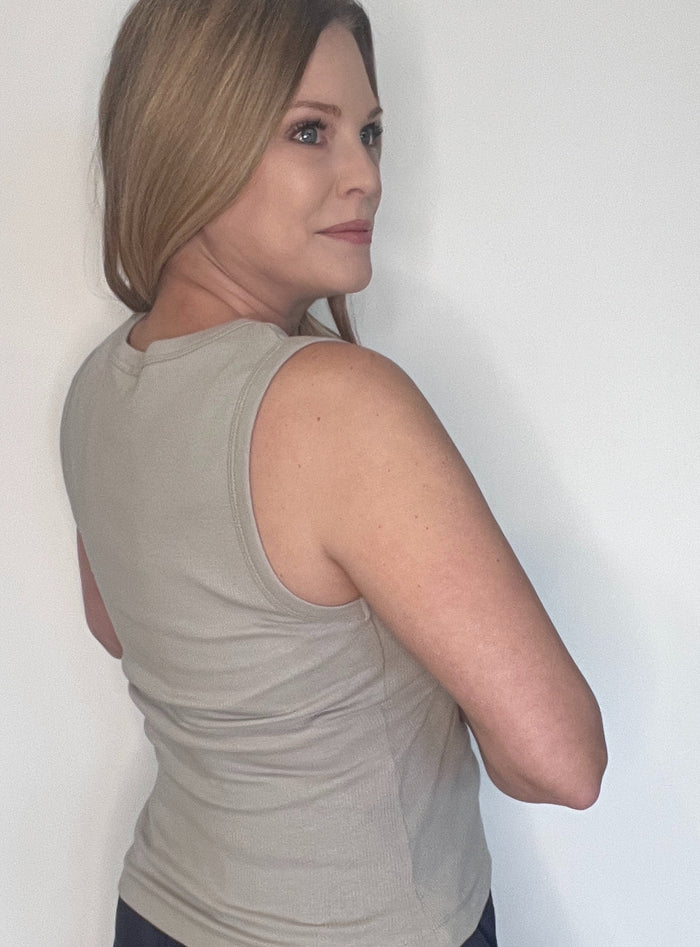 Avina Cotton Tank-Taupe