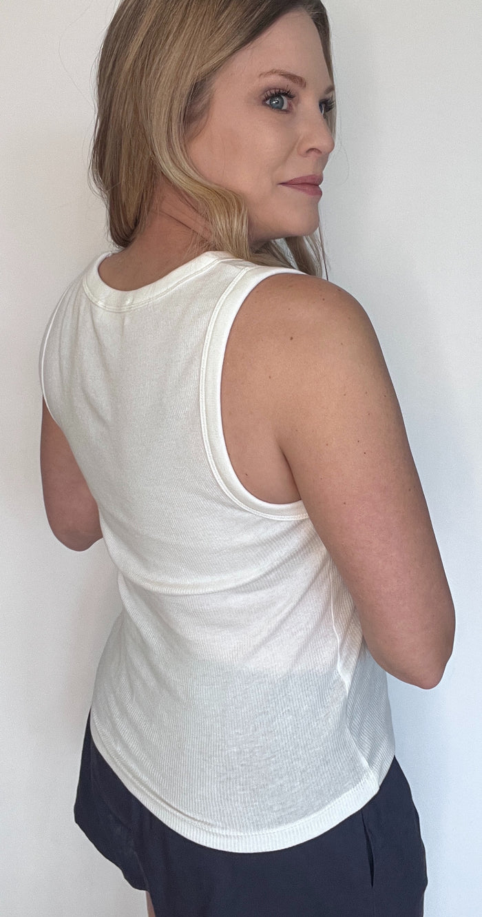 Avina Cotton Tank-White