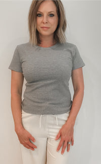 Lana Ribbed Tee-Grey-Final Sale