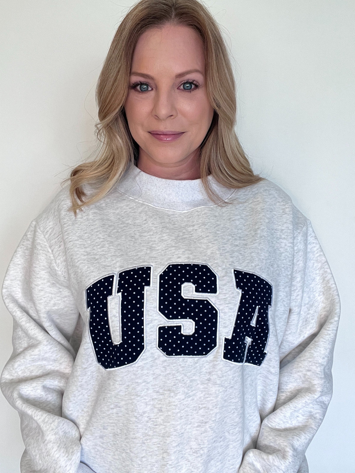USA Polka Dot Sweatshirt-Navy/Grey