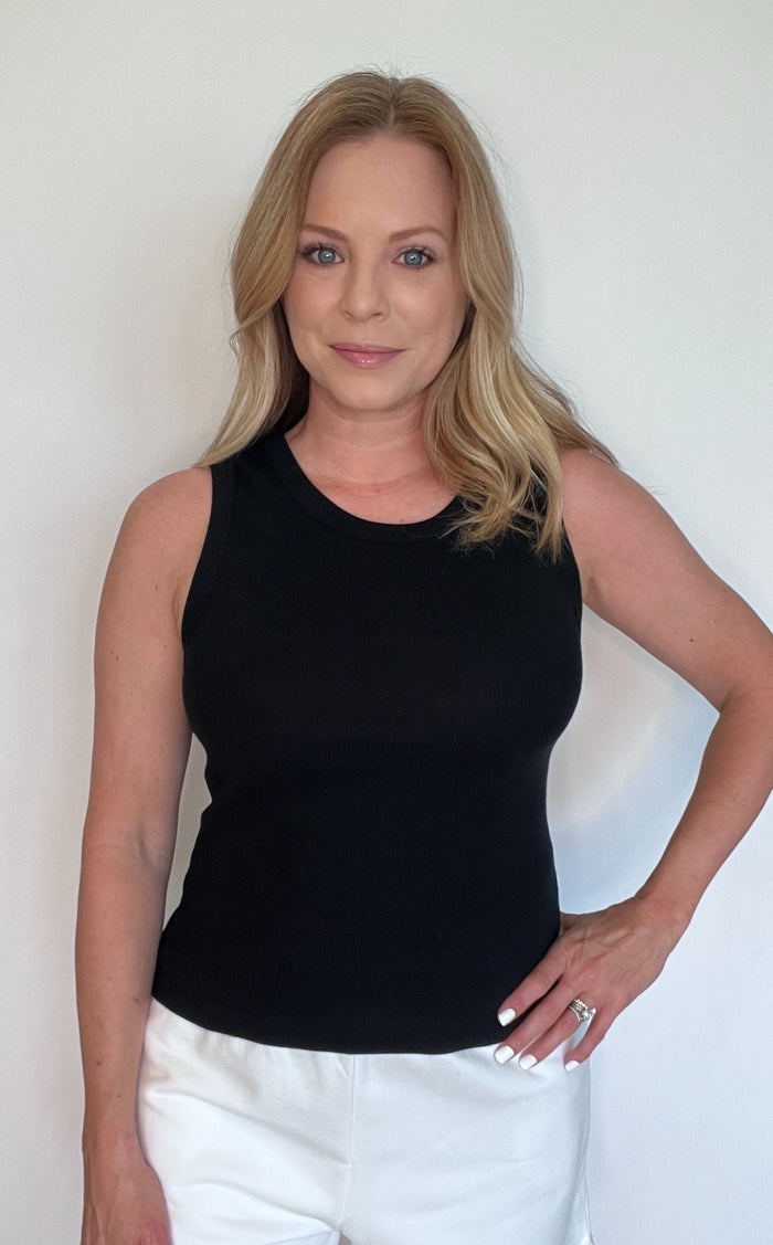 Avina Cotton Tank-Black