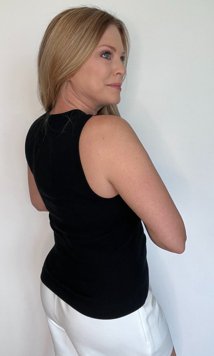 Avina Cotton Tank-Black