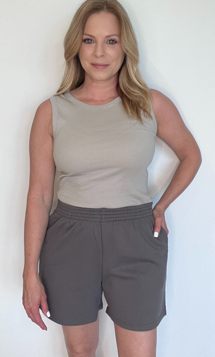 Sunday Cotton Shorts-Charcoal