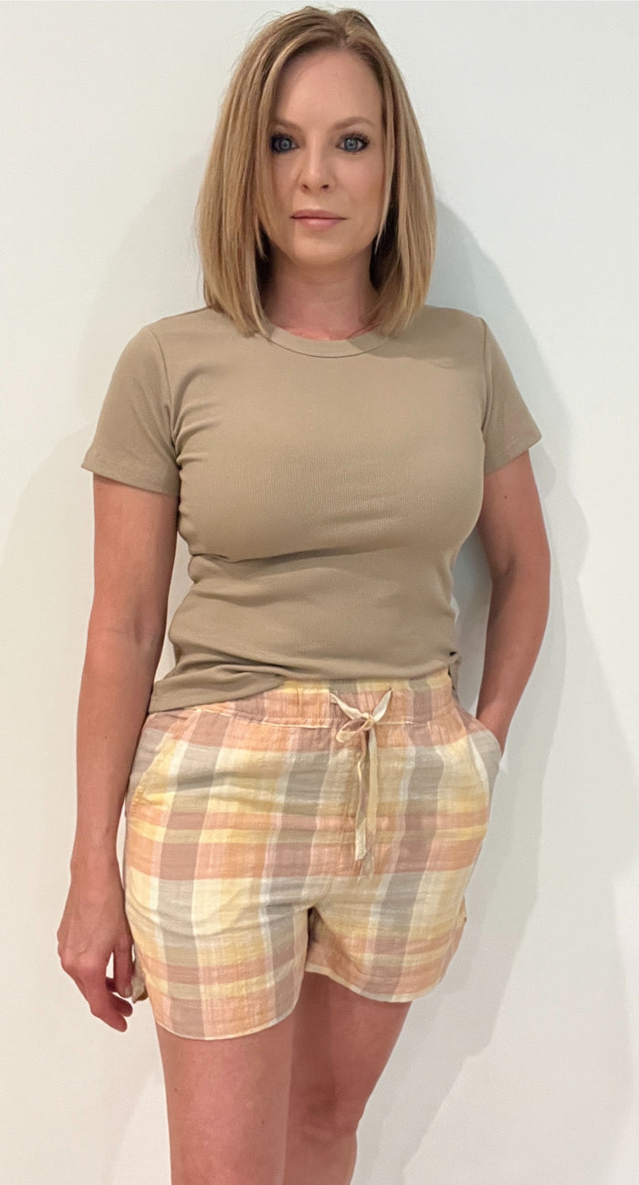 Pearl Shorts-Yellow Plaid-Final Sale
