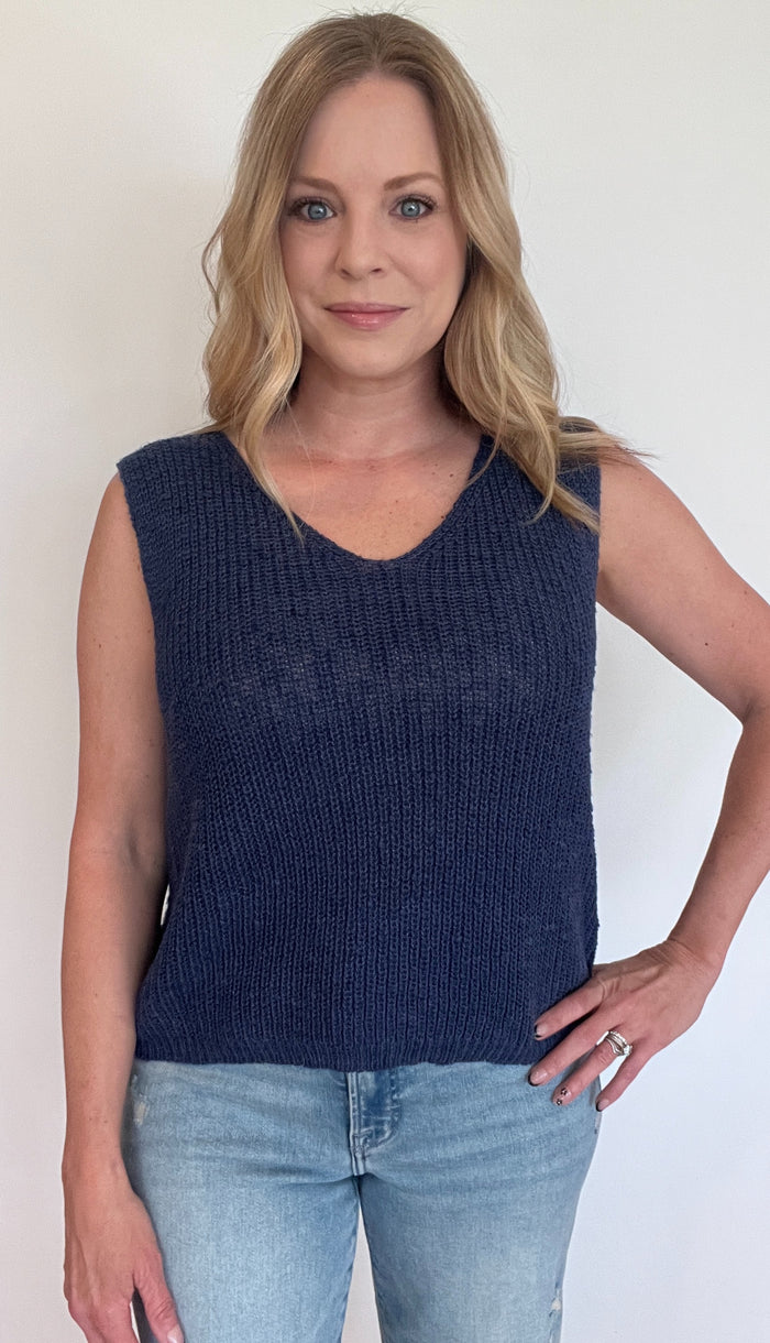 Sutton Knit Vest-Navy
