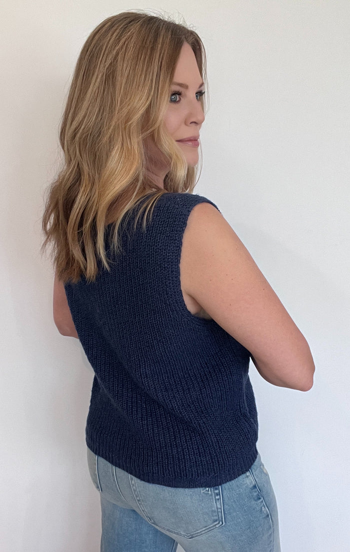 Sutton Knit Vest-Navy