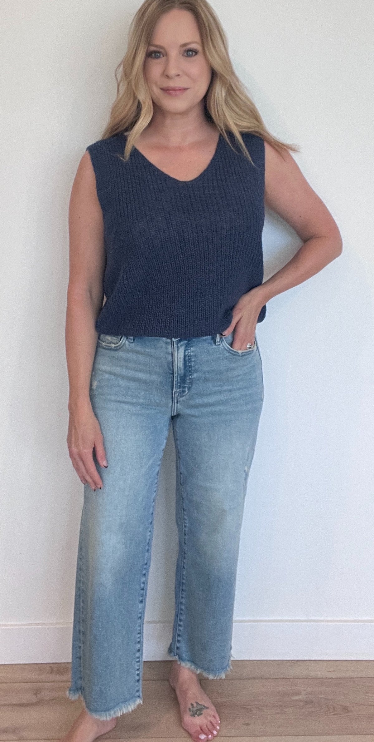 Sloane Cropped Jeans-Medium Wash