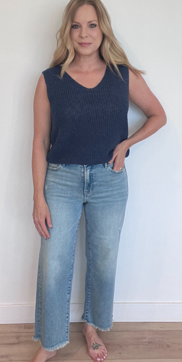 Sloane Cropped Jeans-Medium Wash