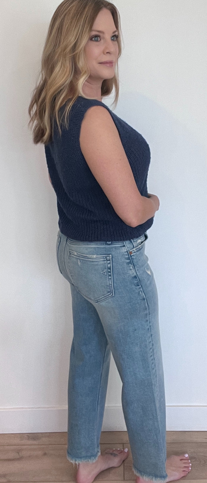 Sloane Cropped Jeans-Medium Wash