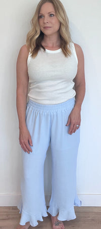 Lila Ruffle Pant-Light Blue