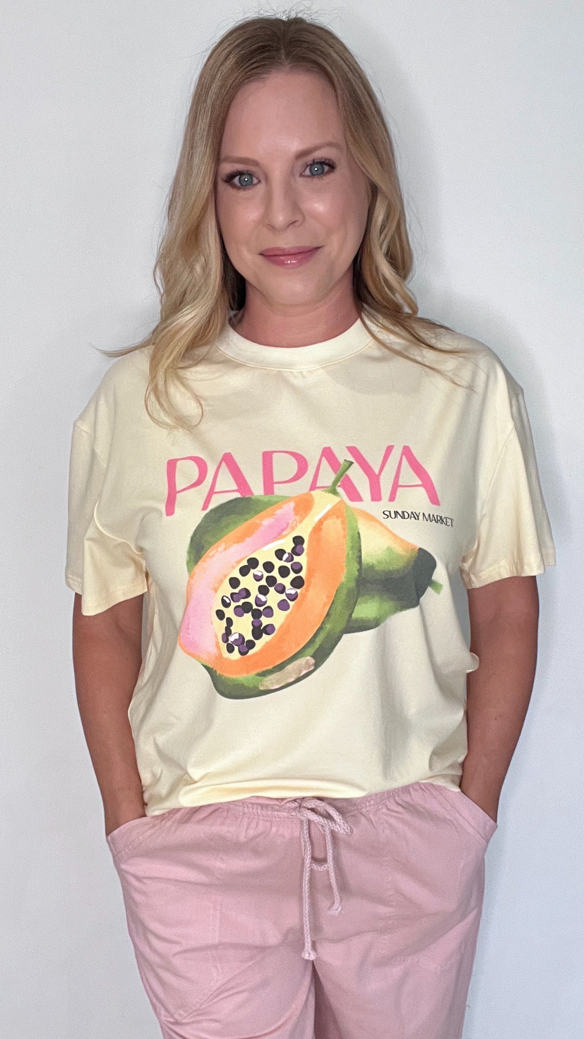 Papaya Graphic Tee-Butter Yellow