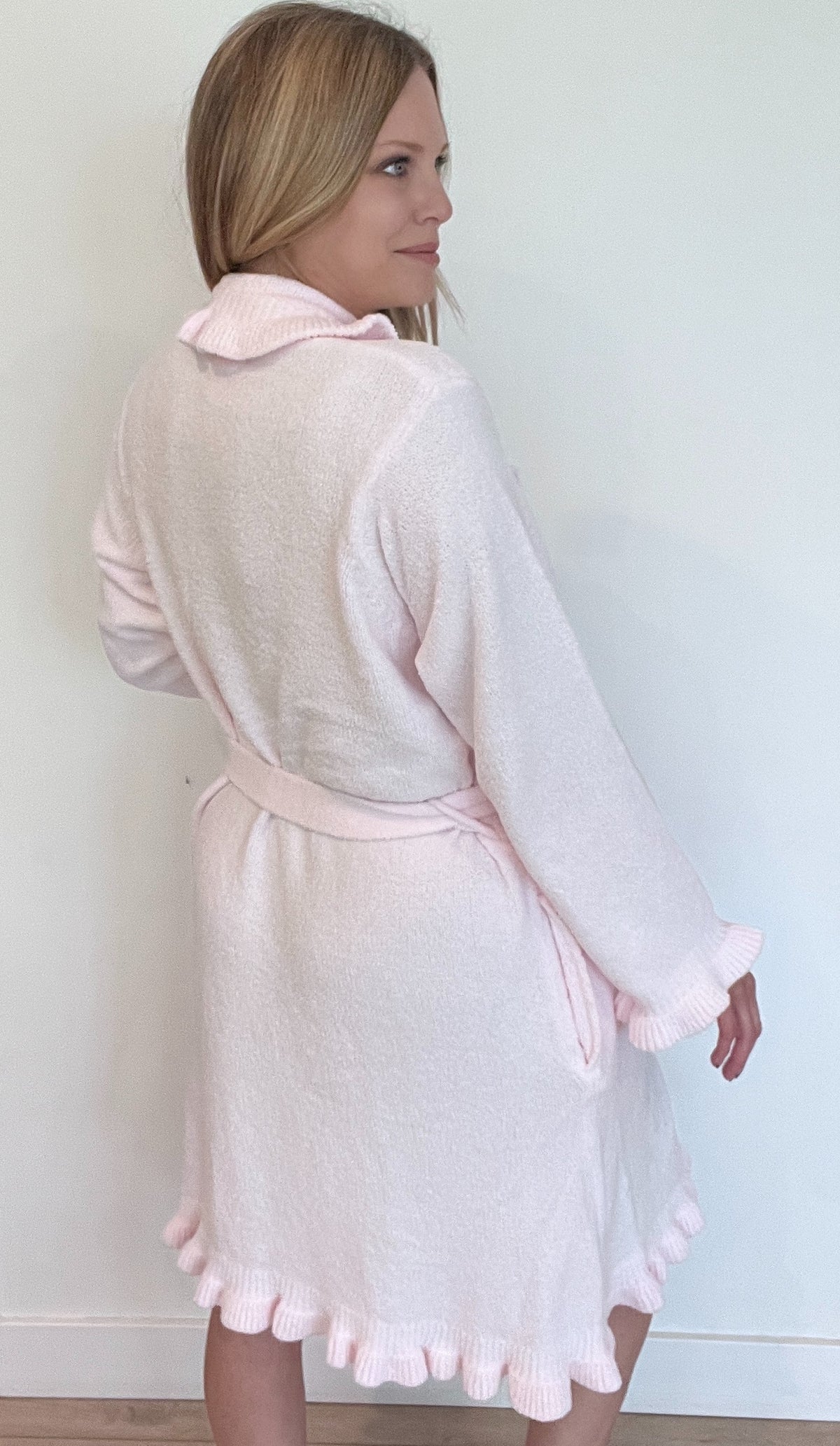 Softies Ruffle Chenille Robe-Light Pink