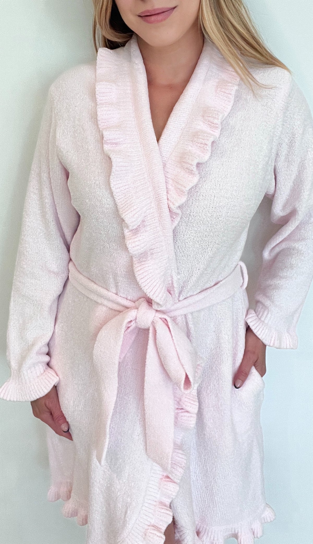Softies Ruffle Chenille Robe-Light Pink