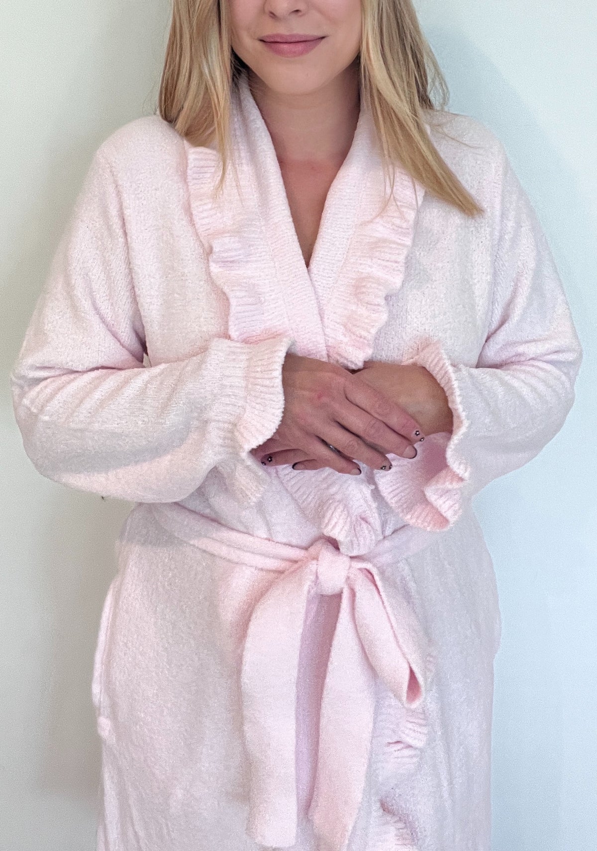Softies Ruffle Chenille Robe-Light Pink