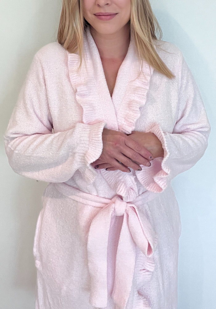 Softies Ruffle Chenille Robe-Light Pink