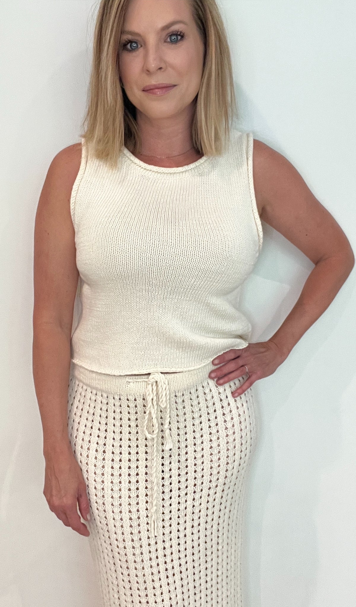 Cove Knit Tank-Cream