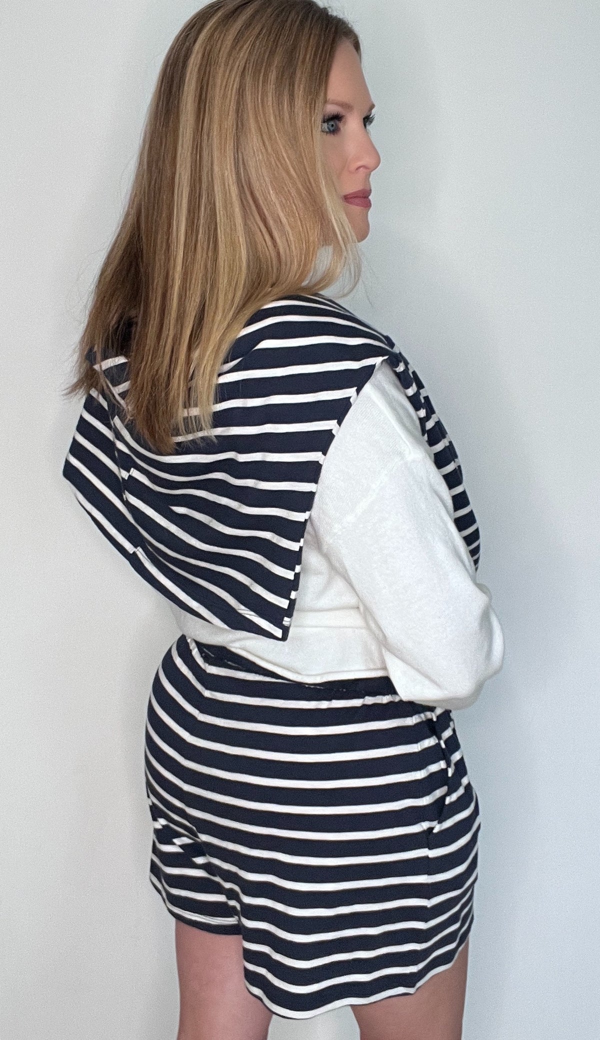 Sailor Cotton Shorts-Navy/White