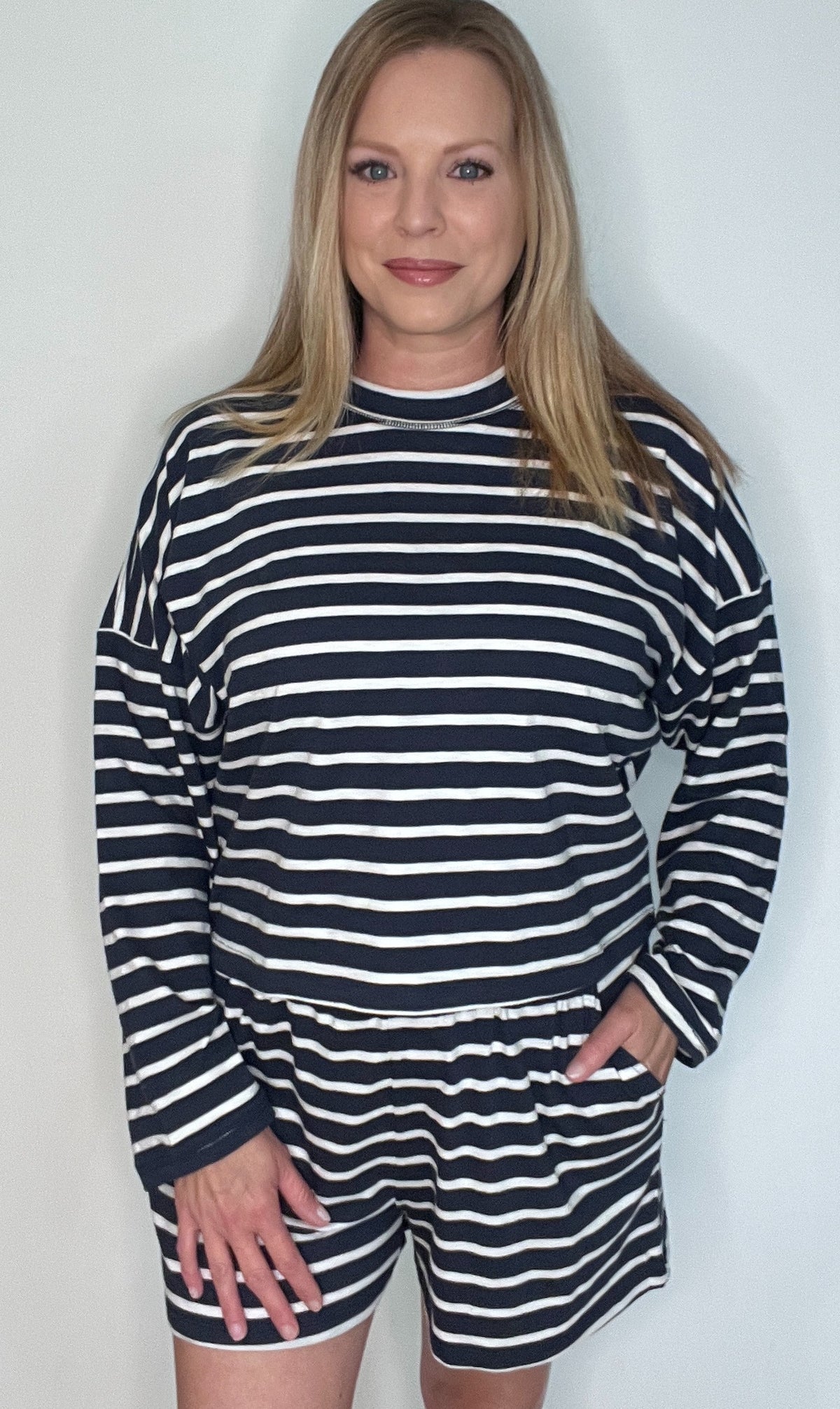 Sailor Cotton Tee-Navy/White